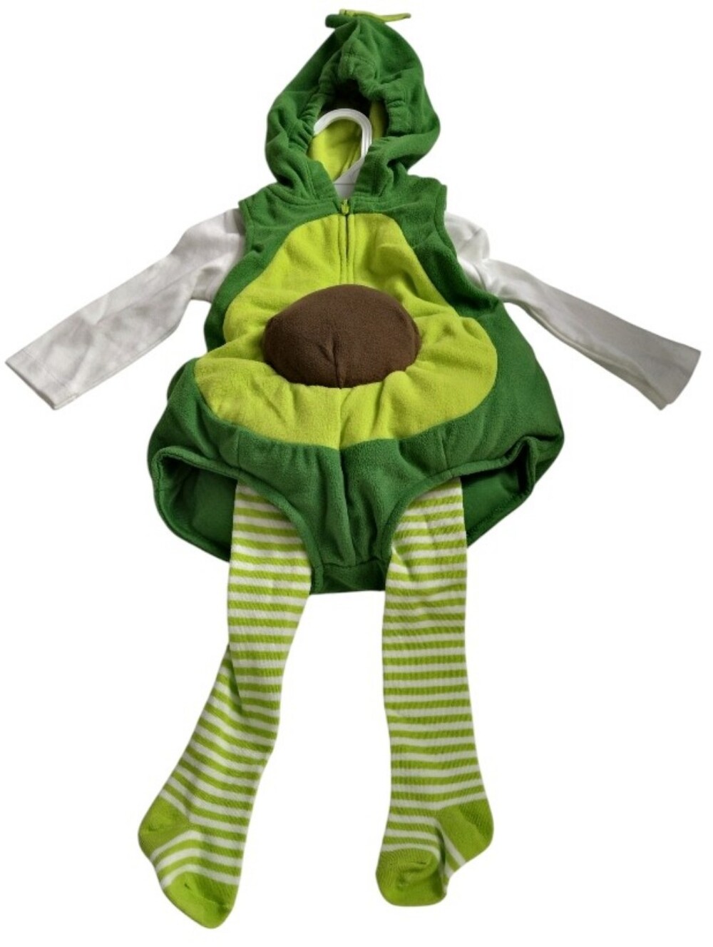 Carter's baby Green Avocado Hooded Costume with Striped Tights 3-6 Months New